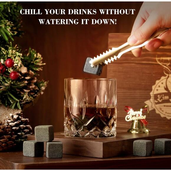Whiskey Set Gifts with Whiskey Stones & Whiskey Glasses Set of 2 - Picture 2 of 3
